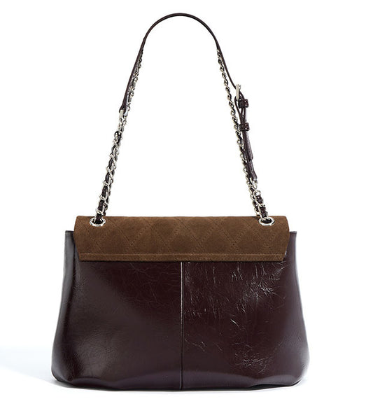 Taiwan Lee Kee Leather Goods Lee Kee Original Handmade Genuine Leather Large Capacity Matte Leather Plaid Color Block Shoulder Bag No. M7780 Original Handmade Genuine Leather Leather Goods