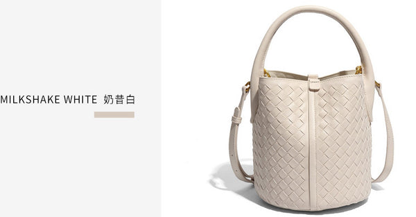 台灣李記皮具 李記 原創真皮手工 手編みバ無地の水桶包N1666號原創手工真皮 皮件