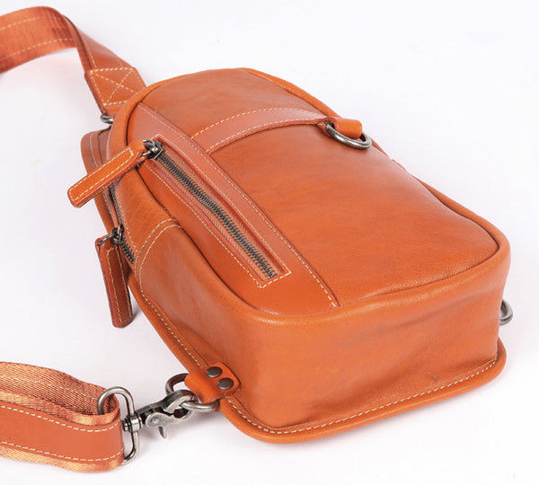 Taiwan Lee Kee Leather Goods Lee Kee original handmade leather hand-free street vegetable tanned leather portable chest bag No. R6281 original handmade leather goods