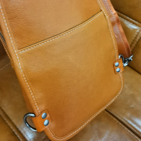 台灣李記皮具 李記 原創真皮手工 解放雙手 街頭 植鞣皮 隨身胸包R6281號原創手工真皮 皮件