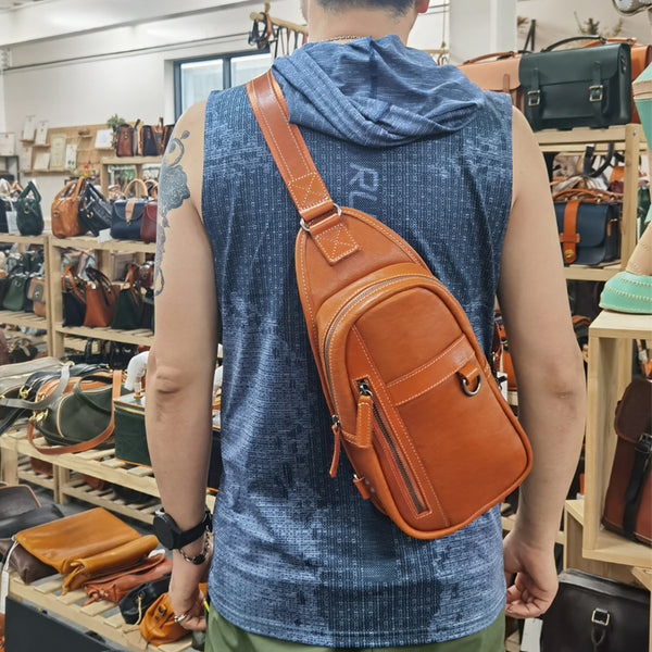 台灣李記皮具 李記 原創真皮手工 解放雙手 街頭 植鞣皮 隨身胸包R6281號原創手工真皮 皮件