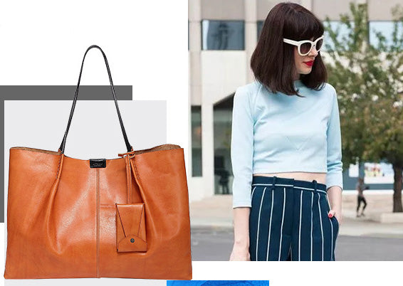 台灣李記皮具 李記 原創真皮手工 日系プ頭層牛革バッグ大容量托特包cx03號原創手工真皮 皮件