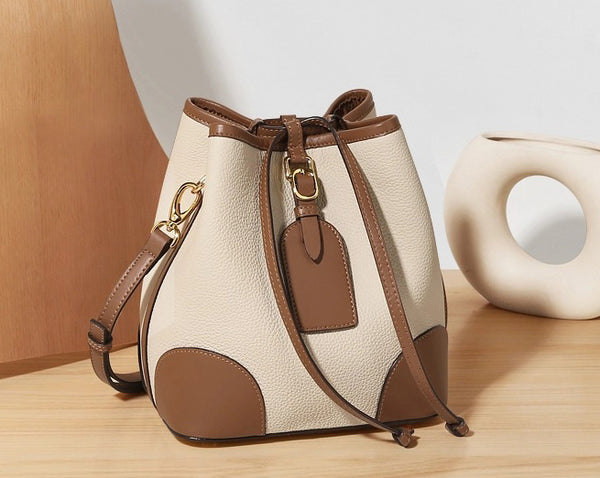 Taiwan Lee Kee Leather Goods Lee Kee Original Handmade Leather LazyけだContrast Color Bucket Bag No. G586 Original Handmade Leather Goods