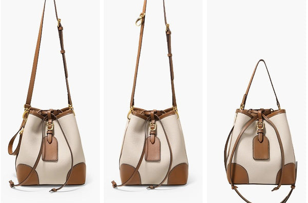 Taiwan Lee Kee Leather Goods Lee Kee Original Handmade Leather Lazy Contrast Color Bucket Bag No. G586 Original Handmade Leather Goods