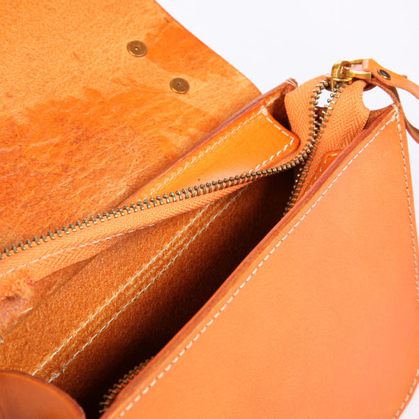 台灣李記皮具 李記 原創真皮手工 本革ッグ小方形バ拉鏈式小包j024號原創手工真皮 皮件