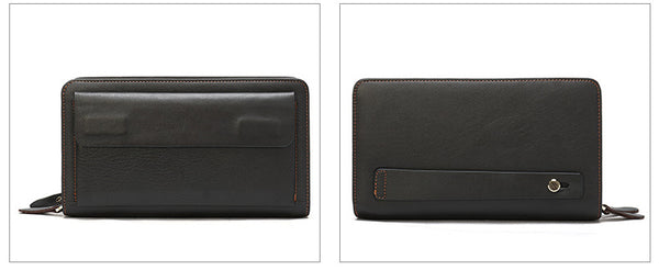Taiwan Lee Kee Leather Goods Lee Kee Original Handmade Leather Long Style Single/Double Layer Middle Layer Zipper Wallet No. 9069 First Layer Cowhide Bag Leather Original Handmade Leather Leather Goods