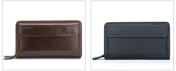 Taiwan Lee Kee Leather Goods Lee Kee Original Handmade Leather Long Style Single/Double Layer Middle Layer Zipper Wallet No. 9069 First Layer Cowhide Bag Leather Original Handmade Leather Leather Goods