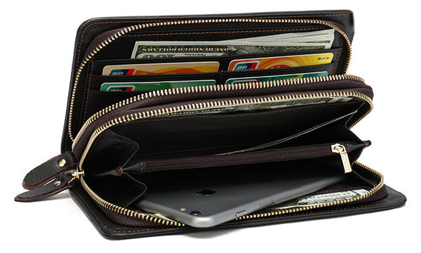 Taiwan Lee Kee Leather Goods Lee Kee Original Handmade Leather Long Style Single/Double Layer Middle Layer Zipper Wallet No. 9069 First Layer Cowhide Bag Leather Original Handmade Leather Leather Goods