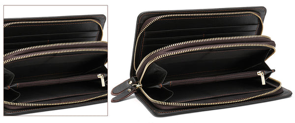 Taiwan Lee Kee Leather Goods Lee Kee Original Handmade Leather Long Style Single/Double Layer Middle Layer Zipper Wallet No. 9069 First Layer Cowhide Bag Leather Original Handmade Leather Leather Goods