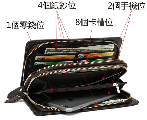 Taiwan Lee Kee Leather Goods Lee Kee Original Handmade Leather Long Style Single/Double Layer Middle Layer Zipper Wallet No. 9069 First Layer Cowhide Bag Leather Original Handmade Leather Leather Goods