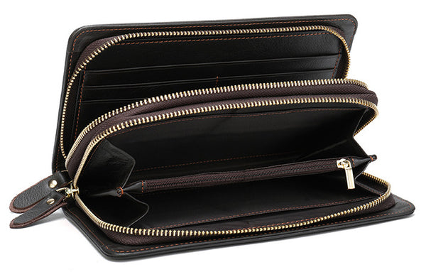 Taiwan Lee Kee Leather Goods Lee Kee Original Handmade Leather Long Style Single/Double Layer Middle Layer Zipper Wallet No. 9069 First Layer Cowhide Bag Leather Original Handmade Leather Leather Goods