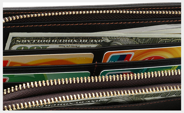 Taiwan Lee Kee Leather Goods Lee Kee Original Handmade Leather Long Style Single/Double Layer Middle Layer Zipper Wallet No. 9069 First Layer Cowhide Bag Leather Original Handmade Leather Leather Goods