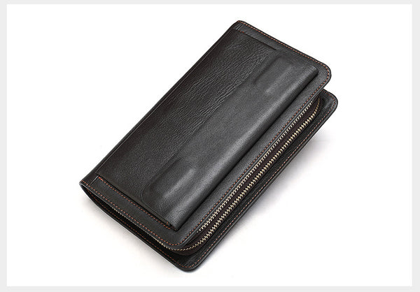 Taiwan Lee Kee Leather Goods Lee Kee Original Handmade Leather Long Style Single/Double Layer Middle Layer Zipper Wallet No. 9069 First Layer Cowhide Bag Leather Original Handmade Leather Leather Goods