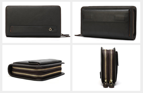 Taiwan Lee Kee Leather Goods Lee Kee Original Handmade Leather Long Style Single/Double Layer Middle Layer Zipper Wallet No. 9069 First Layer Cowhide Bag Leather Original Handmade Leather Leather Goods