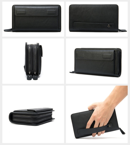 Taiwan Lee Kee Leather Goods Lee Kee Original Handmade Leather Long Style Single/Double Layer Middle Layer Zipper Wallet No. 9069 First Layer Cowhide Bag Leather Original Handmade Leather Leather Goods