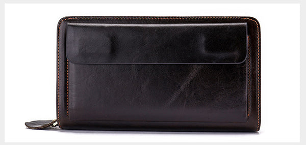 Taiwan Lee Kee Leather Goods Lee Kee Original Handmade Leather Long Style Single/Double Layer Middle Layer Zipper Wallet No. 9069 First Layer Cowhide Bag Leather Original Handmade Leather Leather Goods