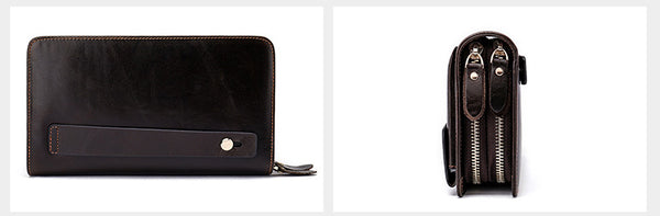 Taiwan Lee Kee Leather Goods Lee Kee Original Handmade Leather Long Style Single/Double Layer Middle Layer Zipper Wallet No. 9069 First Layer Cowhide Bag Leather Original Handmade Leather Leather Goods