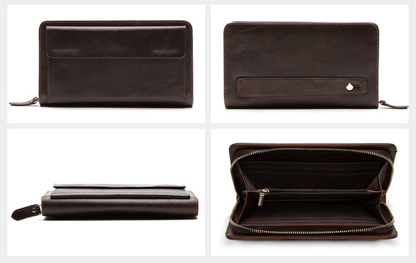 Taiwan Lee Kee Leather Goods Lee Kee Original Handmade Leather Long Style Single/Double Layer Middle Layer Zipper Wallet No. 9069 First Layer Cowhide Bag Leather Original Handmade Leather Leather Goods