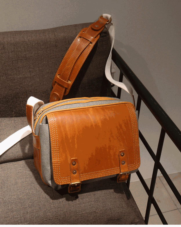 Taiwan Lee Kee Leather Goods Lee Kee original genuine leather handmade pepper and salt messenger bag No. 9939 first layer cowhide bag leather original handmade genuine leather leather goods