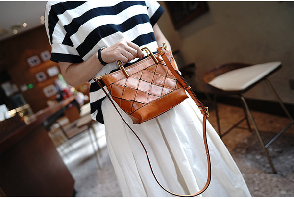 Taiwan Lee Kee Leather Goods Lee Kee original handmade leather geometric mold hand tote bag トート M2016 first layer cowhide bag leather original handmade leather leather goods