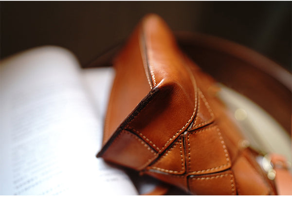 Taiwan Lee Kee Leather Goods Lee Kee original handmade leather geometric mold hand tote bag トート M2016 first layer cowhide bag leather original handmade leather leather goods