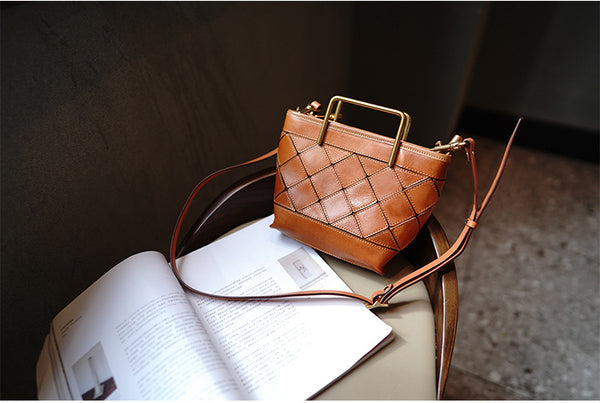 Taiwan Lee Kee Leather Goods Lee Kee original handmade leather geometric mold hand tote bag トート M2016 first layer cowhide bag leather original handmade leather leather goods