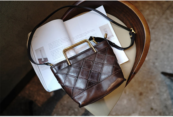 Taiwan Lee Kee Leather Goods Lee Kee original handmade leather geometric mold hand tote bag トート M2016 first layer cowhide bag leather original handmade leather leather goods