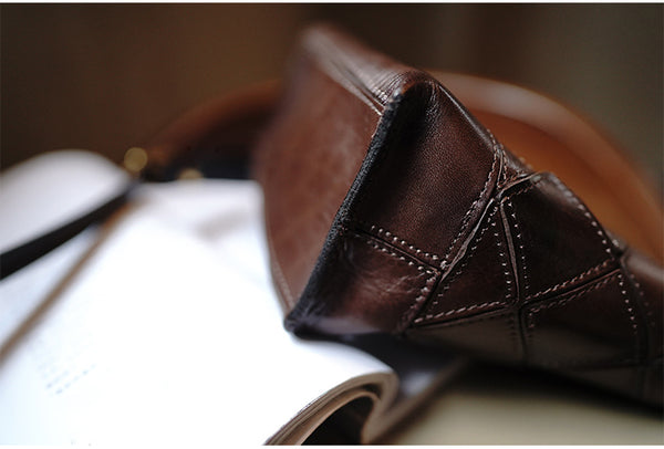 Taiwan Lee Kee Leather Goods Lee Kee original handmade leather geometric mold hand tote bag トート M2016 first layer cowhide bag leather original handmade leather leather goods