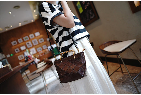 Taiwan Lee Kee Leather Goods Lee Kee original handmade leather geometric mold hand tote bag トート M2016 first layer cowhide bag leather original handmade leather leather goods