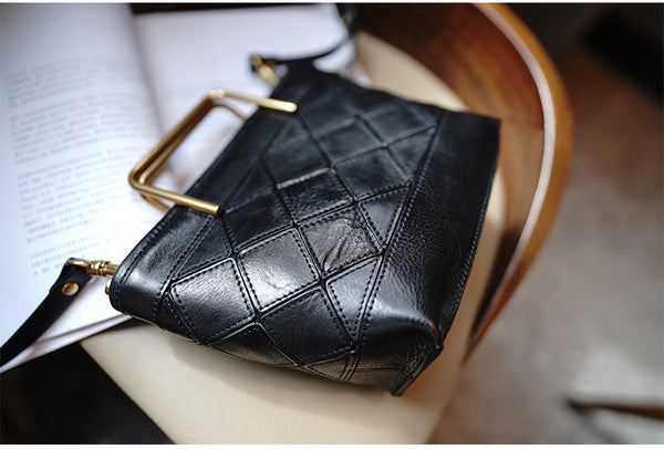 Taiwan Lee Kee Leather Goods Lee Kee original handmade leather geometric mold hand tote bag トート M2016 first layer cowhide bag leather original handmade leather leather goods