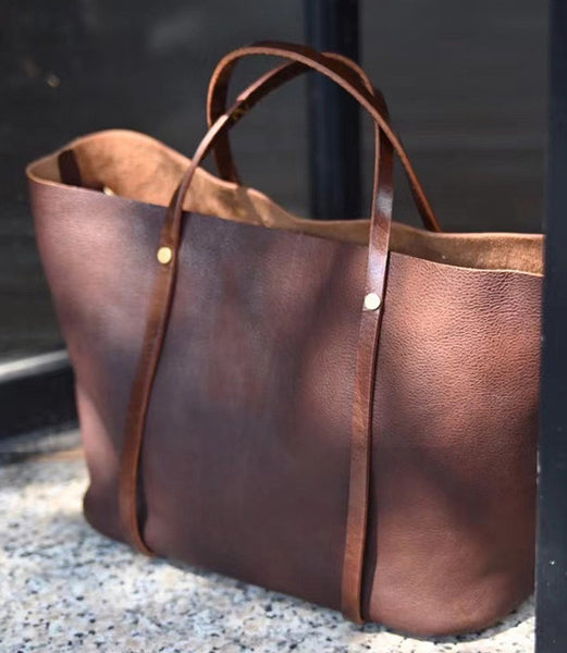 Taiwan Lee Kee Leather Goods Lee Kee Original Handmade Genuine Leather Vegetable-tanned Tree Paste Leather Large Capacity Tote Bag No. W6763 Original Handmade Genuine Leather Leather Goods