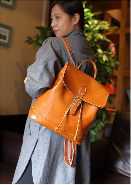 台灣李記皮具 李記 原創真皮手工 油蠟二層牛皮 -圓盒型背包 7314D號 頭層牛皮包包 皮革 原創手工真皮 皮件