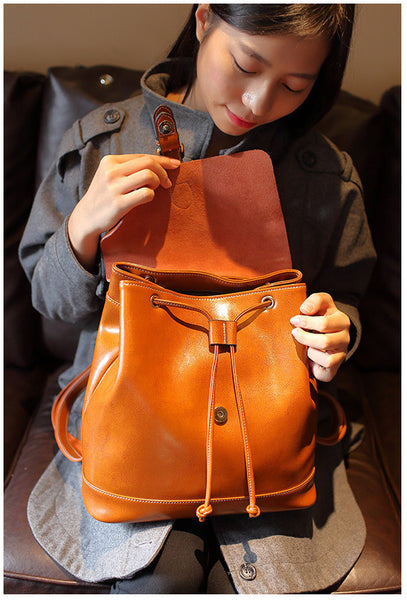 台灣李記皮具 李記 原創真皮手工 油蠟二層牛皮 -圓盒型背包 7314D號 頭層牛皮包包 皮革 原創手工真皮 皮件