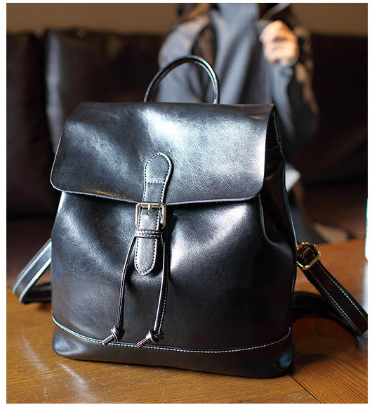 台灣李記皮具 李記 原創真皮手工 油蠟二層牛皮 -圓盒型背包 7314D號 頭層牛皮包包 皮革 原創手工真皮 皮件