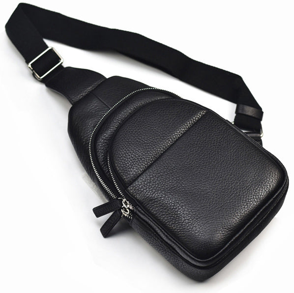 台灣李記皮具 李記 原創真皮手工 胸包 黑漆單肩包 96160-18 頭層牛皮包包 皮革 原創手工真皮 皮件