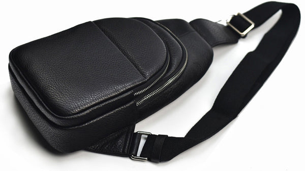 台灣李記皮具 李記 原創真皮手工 胸包 黑漆單肩包 96160-18 頭層牛皮包包 皮革 原創手工真皮 皮件