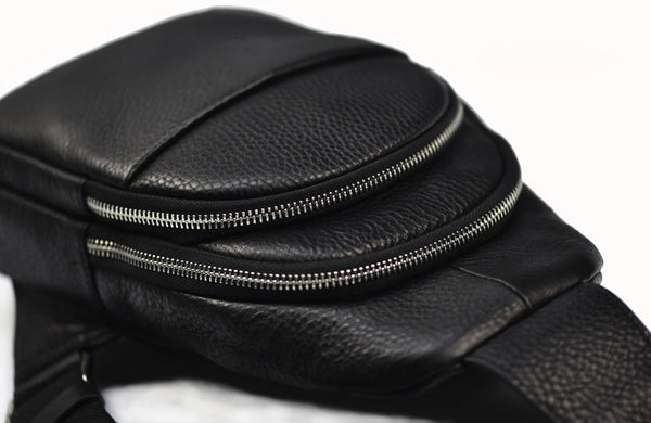 台灣李記皮具 李記 原創真皮手工 胸包 黑漆單肩包 96160-18 頭層牛皮包包 皮革 原創手工真皮 皮件