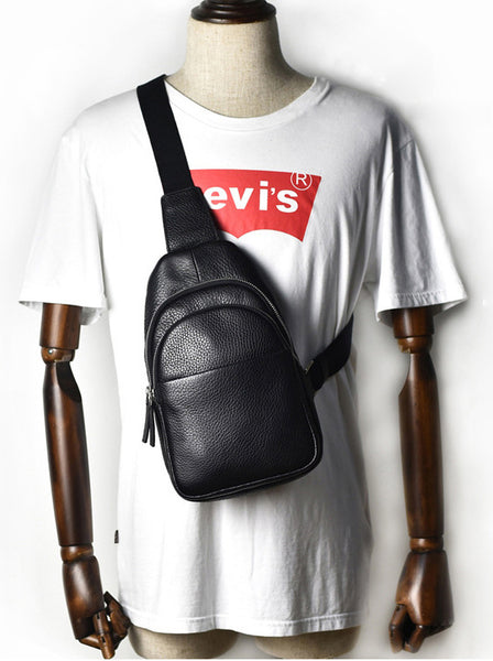 台灣李記皮具 李記 原創真皮手工 胸包 黑漆單肩包 96160-18 頭層牛皮包包 皮革 原創手工真皮 皮件