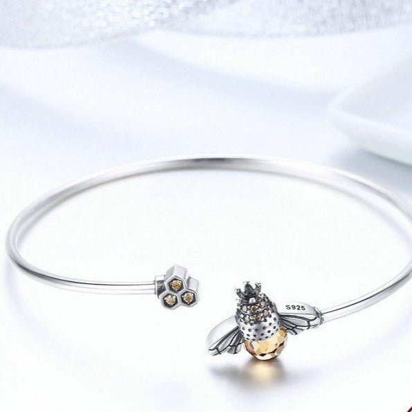 Bee and Honey Bangle 925 Sterling Silver Fashion Bracelet