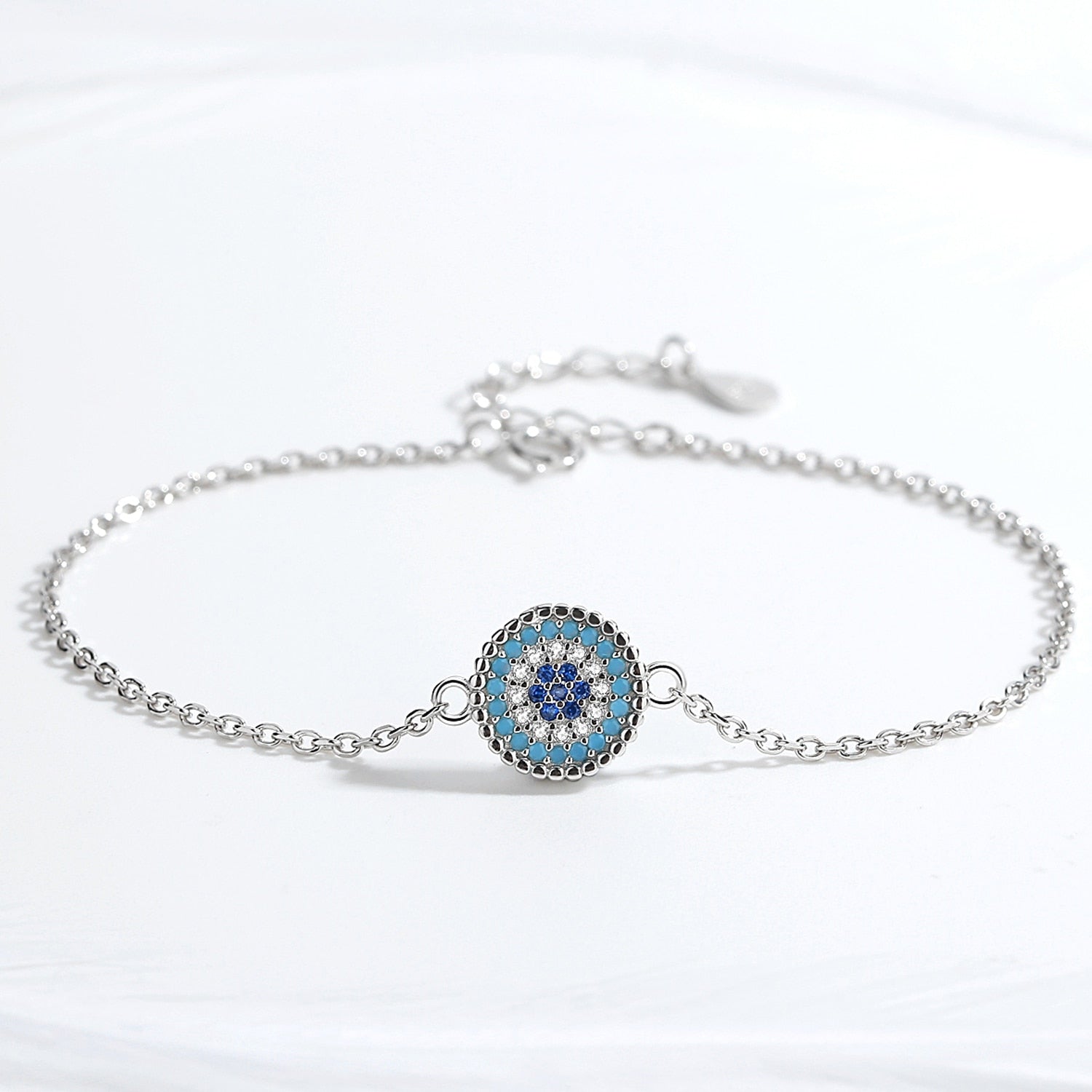 Evil Eye Blue Cubic Zirconia 925 Sterling Silver Necklace, Tennis Bracelet, and Ring Jewelry Set