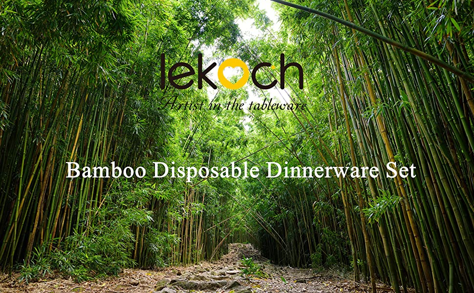 LEKOCH Lot de 200 assiettes jetables 100 % bambou 25,4 cm, couverts, s –  lekochshop