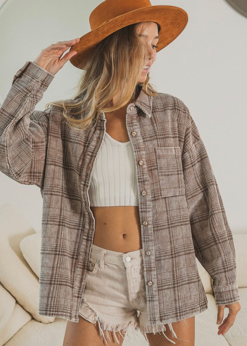 SADDLE BUTTON UP IN PLAID