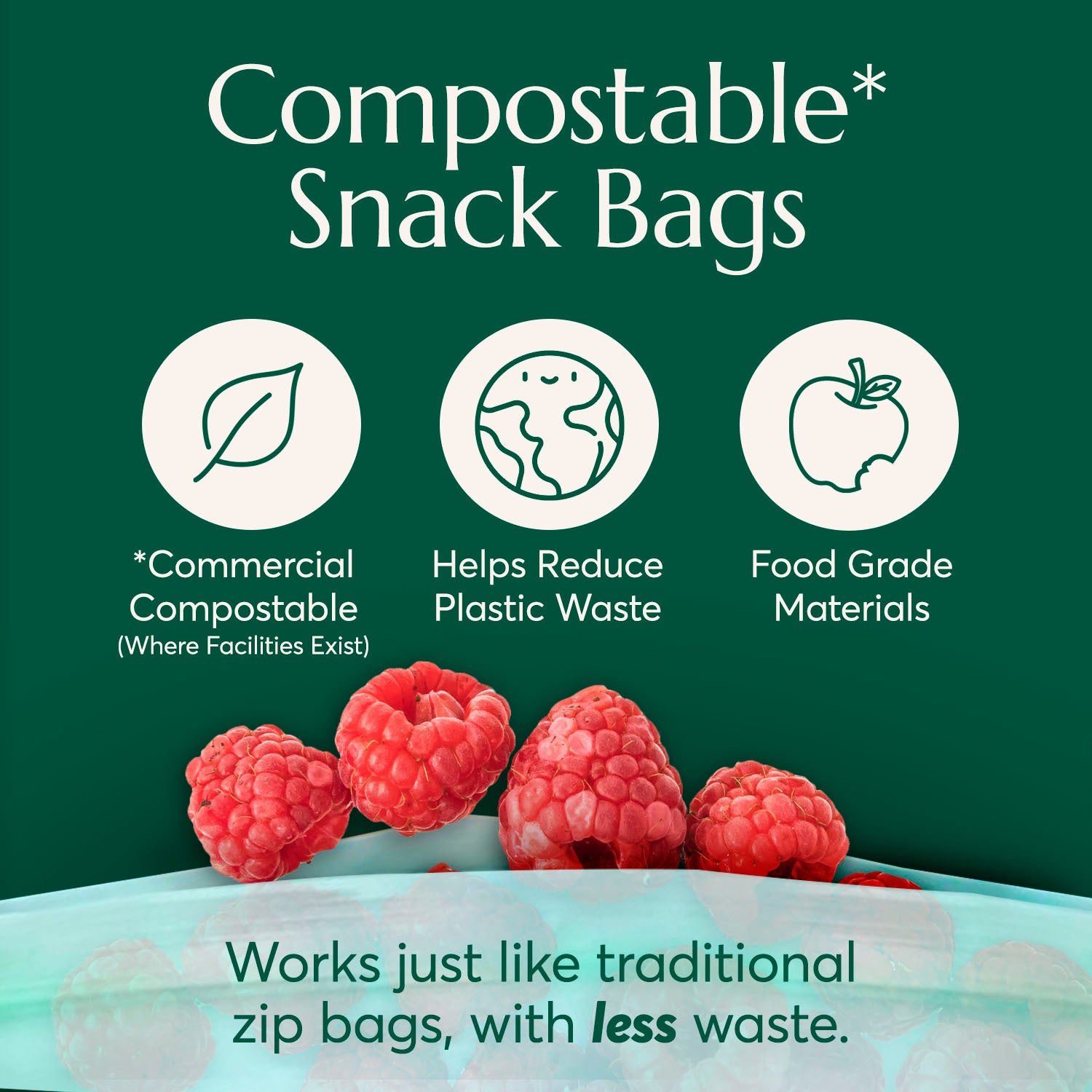 Compostable* Zip Snack Bags