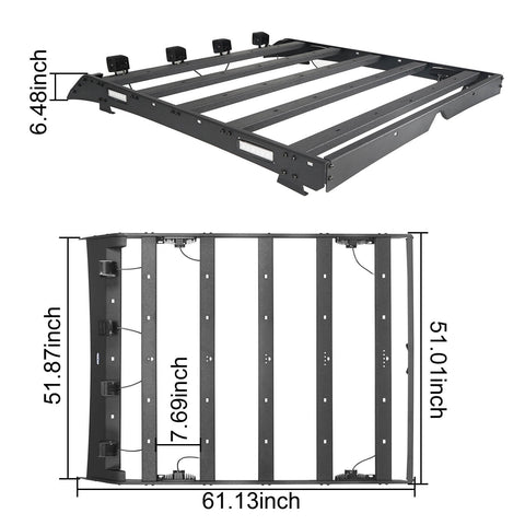 Hooke Road Tundra Roof Rack With Lights for 2007-2013 Toyota Tundra Crewmax Tundra Luggage Rack u-Box Offroad BXG5202