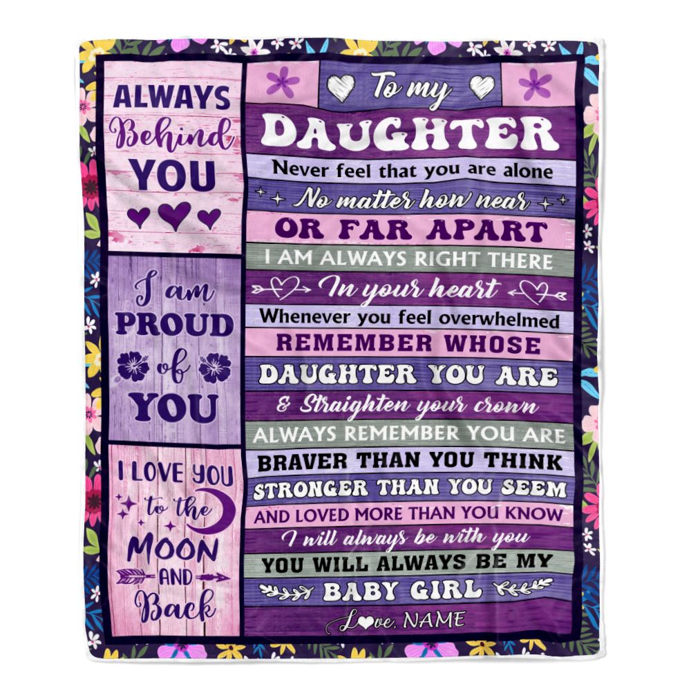 Personalized To My Daughter Gifts Blanket From Mom Dad Wood Never Feel Alone Daughter Gifts Birthday Graduation Christmas Customized Fleece Throw Blanket