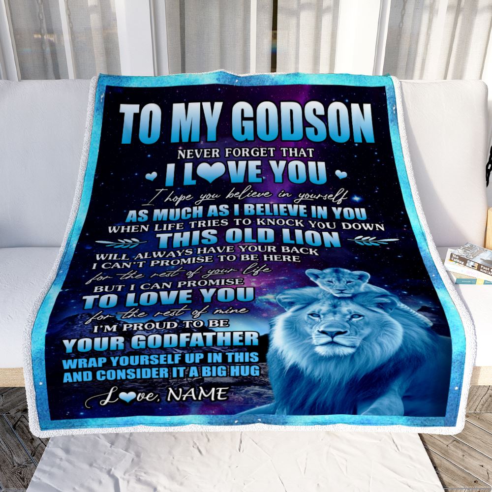 Personalized To My Godson Blanket From Godfather Never Forget That I Love You Godson Birthday Gifts Graduation Christmas Bed Fleece Throw Blanket