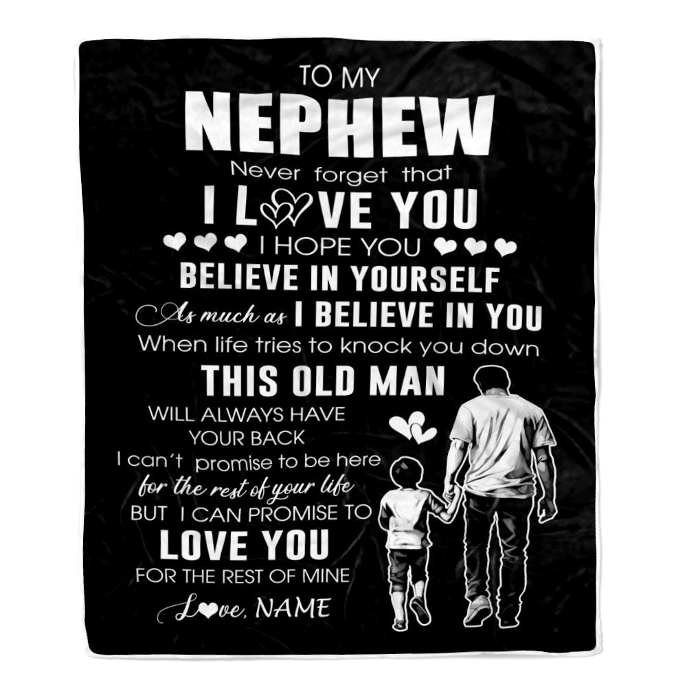 Personalized To My Nephew Blanket From Uncle This Old Man Love You Nephew Birthday Gifts Graduation Christmas Customized Bed Fleece Throw Blanket