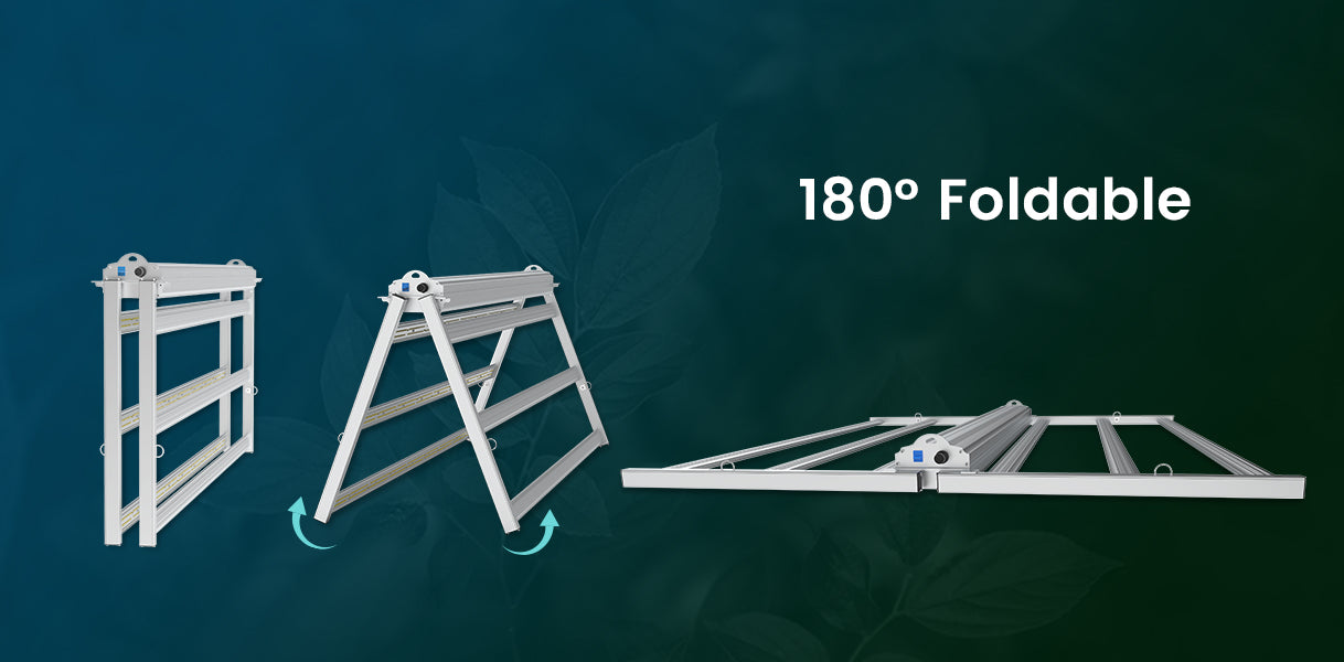 180 degree Foldable Feature in fold 6 led grow light for easy installation