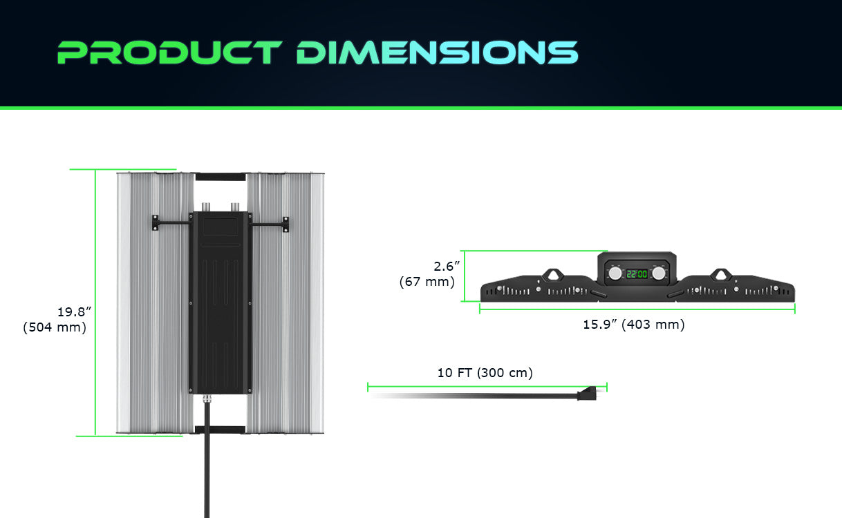 MINI SUN-2 Compact Full Cycle LED Grow Light Size