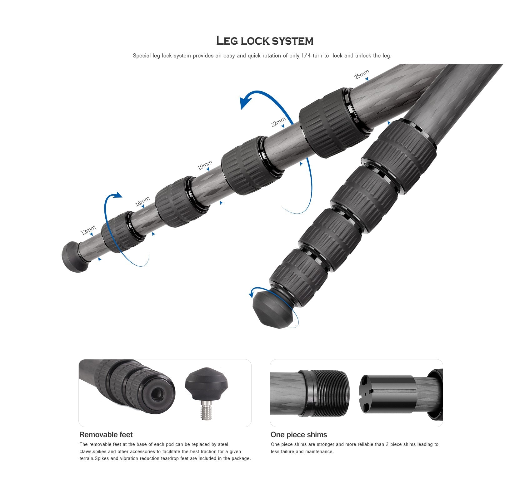 Leofoto LX-255CT Reversible Travel Tripod